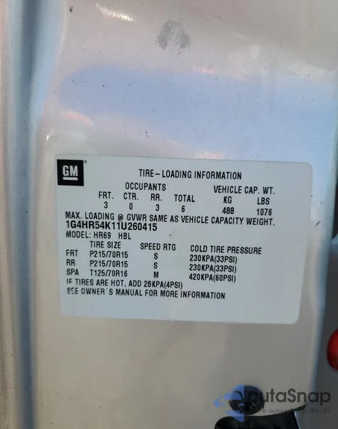 2001 Buick Lesabre Limited z USA, uszkodzony, nr VIN 1G4HR54K11U260415